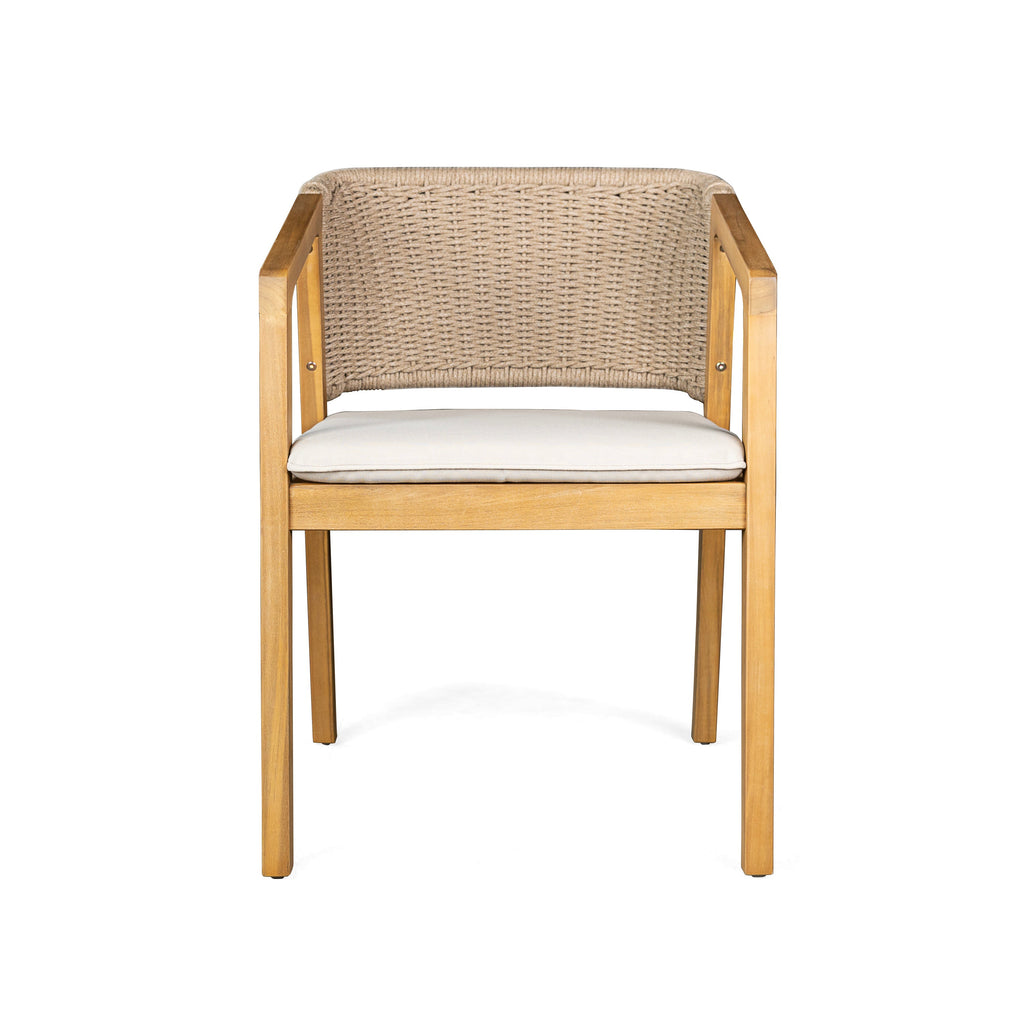 7-Piece Outdoor Dining Set, Acacia Wood Table & 6 Rope Chairs