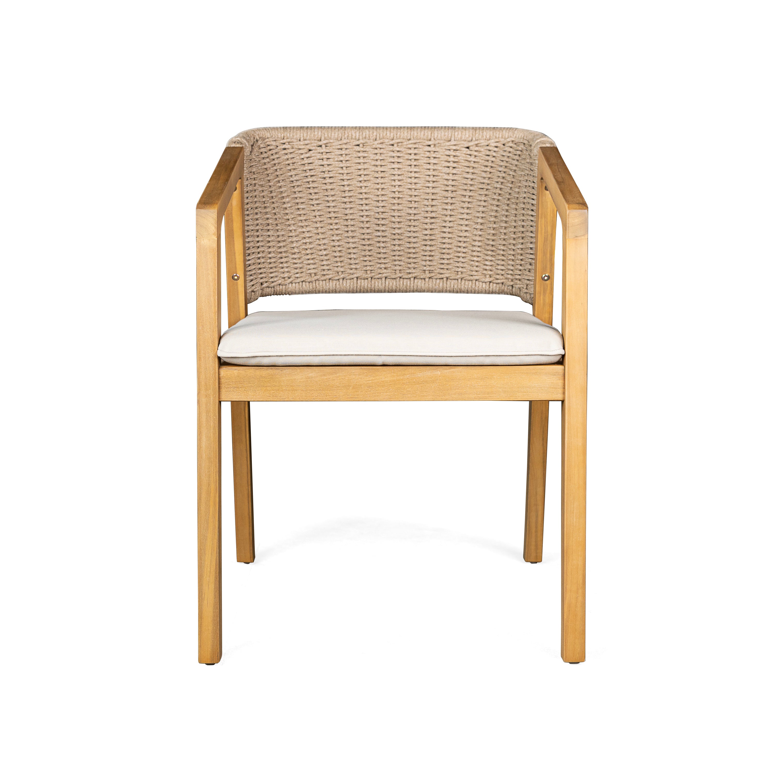 7-Piece Outdoor Dining Set, Acacia Wood Table & 6 Rope Chairs