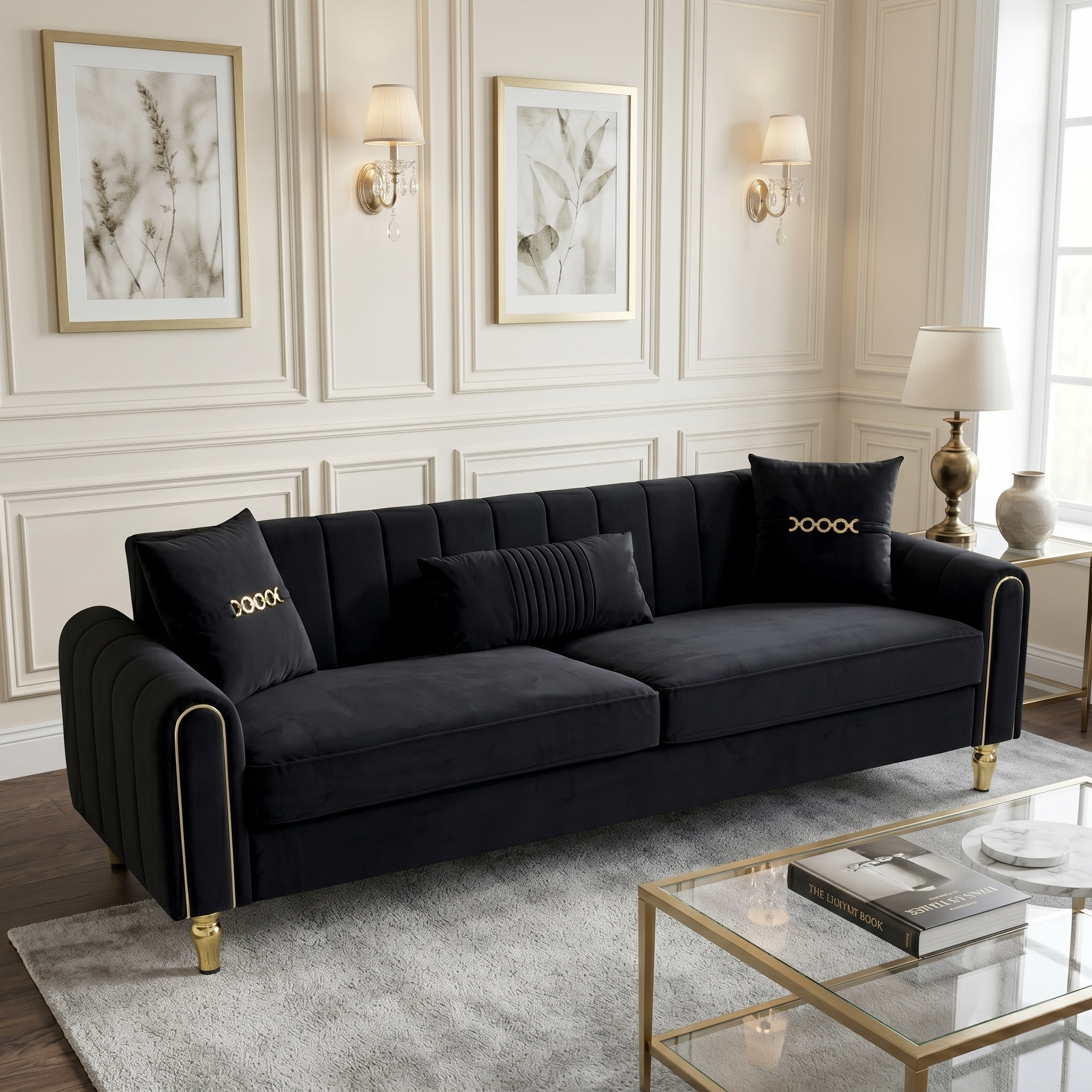 FX-P11-BK Modern 3-Seater Sofa Couch