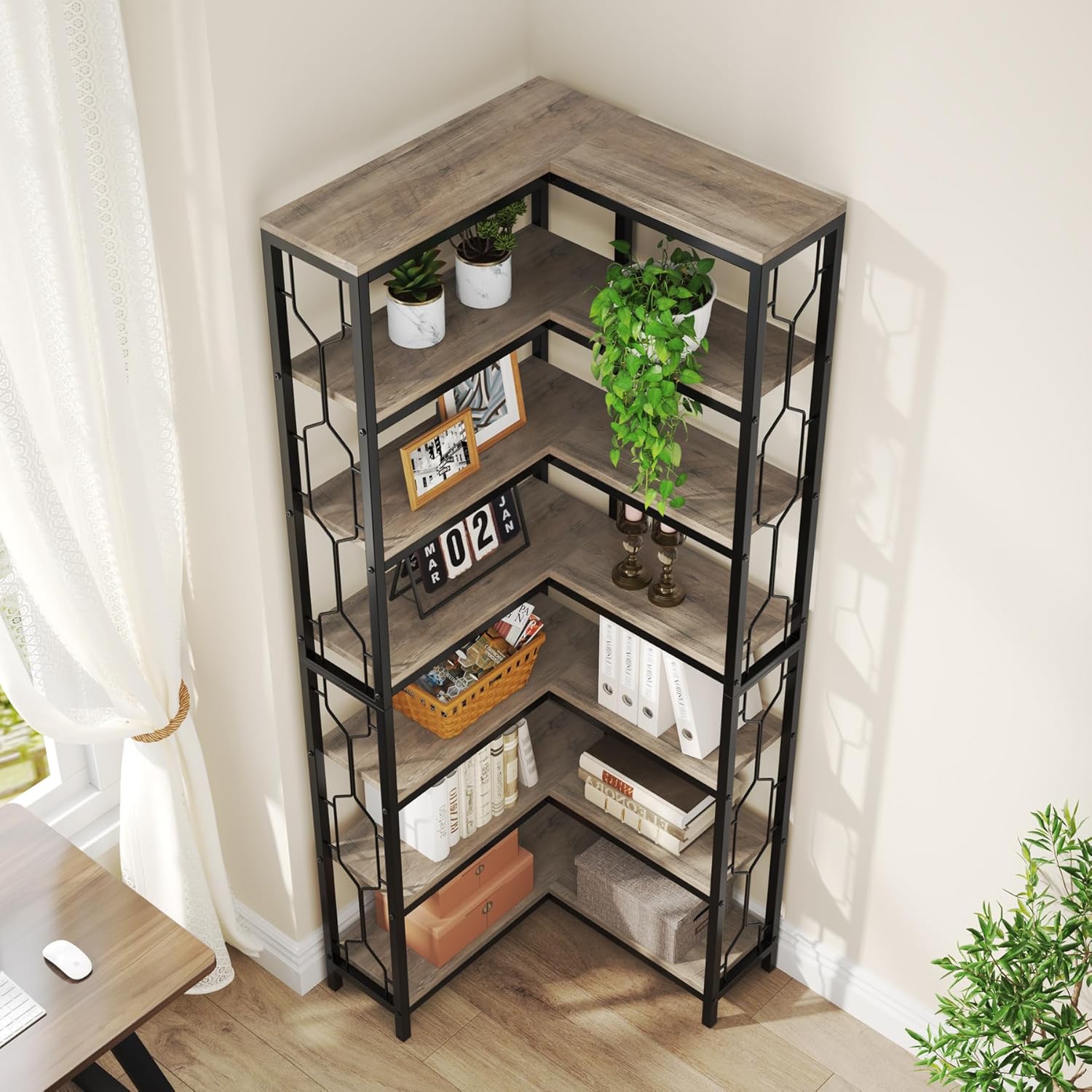 78.74" Tall 7-Tier Industrial Bookshelf