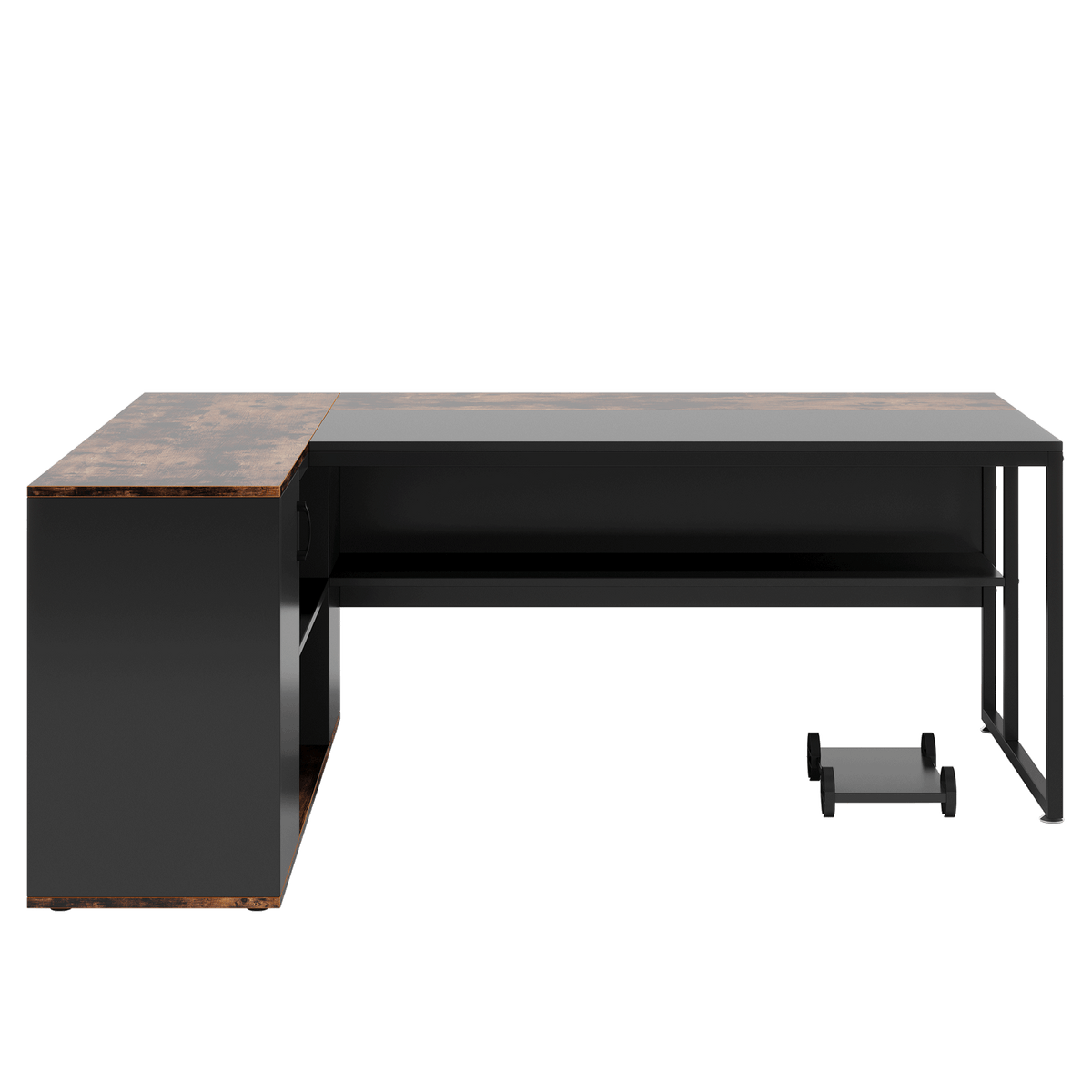 71" L-Shaped Executive Desk with Storage Cabinet & Shelves