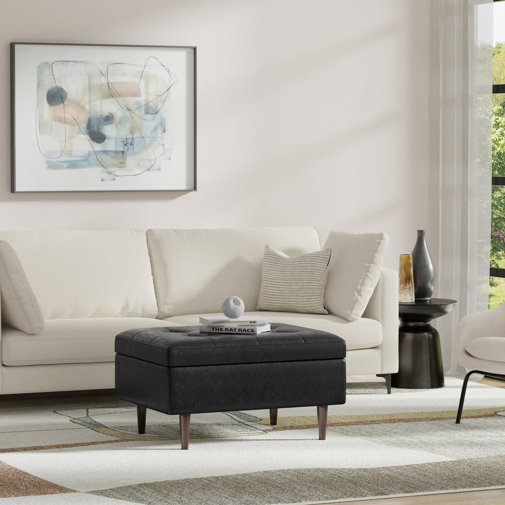 Shay Mid Century Small Coffee Table Storage Ottoman