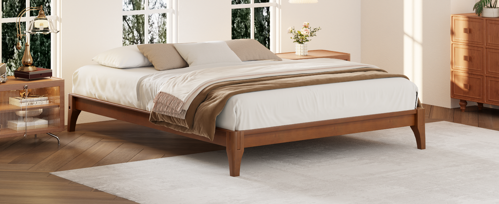 12 Inch Queen Size Solid Dry Bamboo Wood Platform Bed Frame