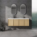 60" Wall-Mounted Bathroom Vanity with Double Resin Sink