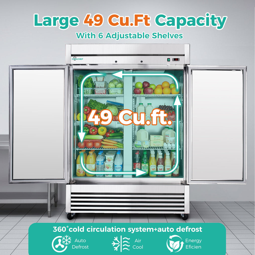 54" Commercial Refrigerator - Stainless Steel 49 Cu.Ft