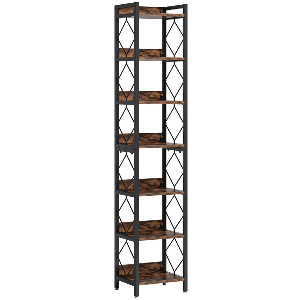 78.7" Extra Tall 7-Tier Rustic Bookshelf