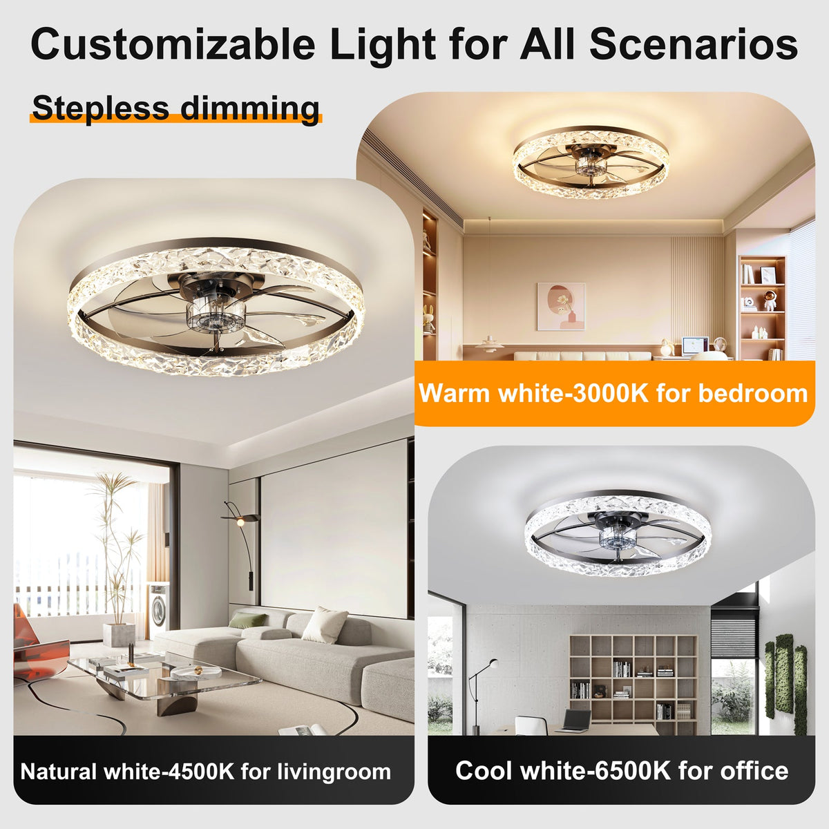 23.6" Ceiling Fans with Lights - Remote & APP Control
