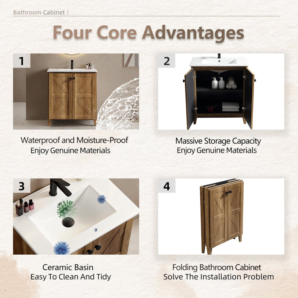 30-Inch Golden Bathroom Vanity
