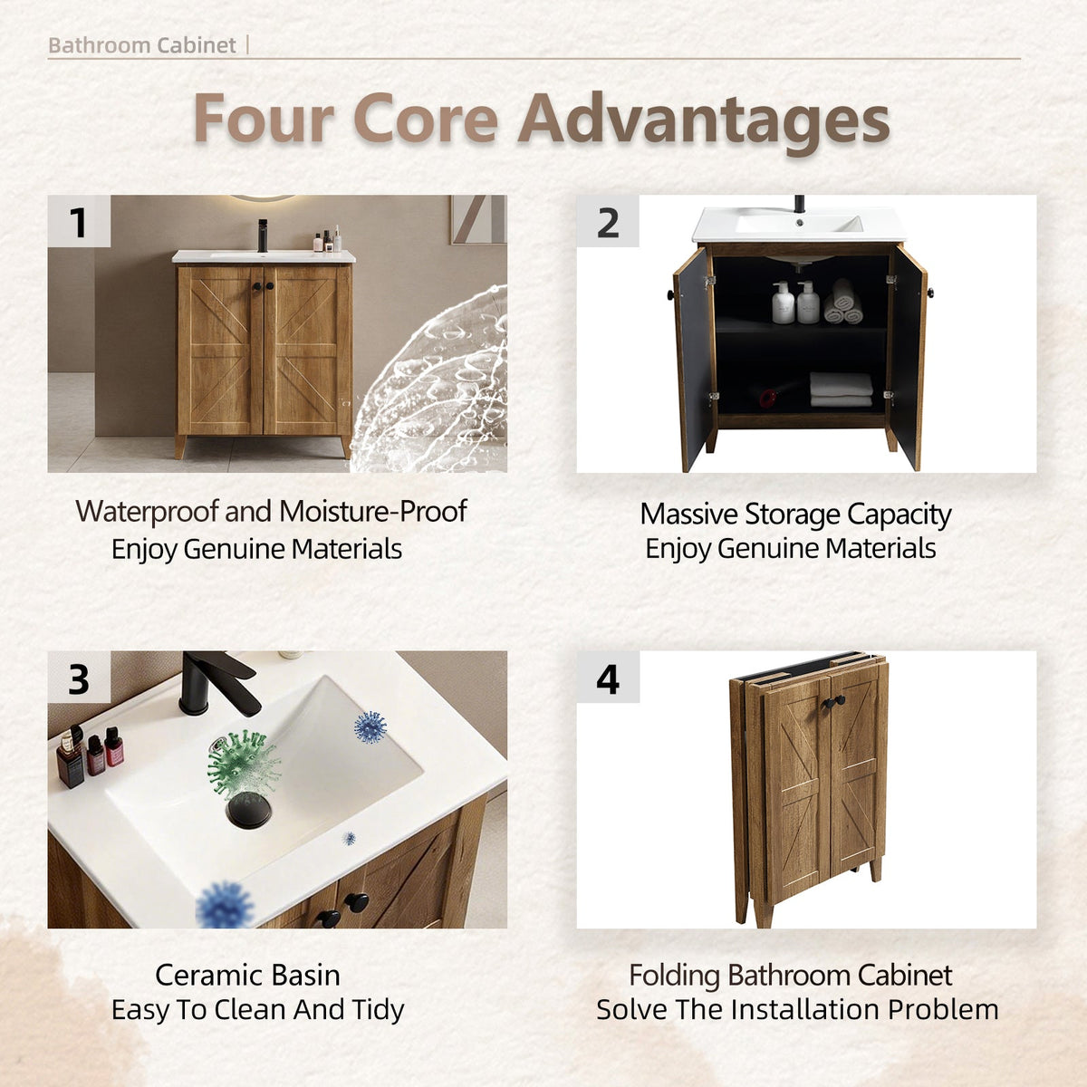 30-Inch Golden Bathroom Vanity