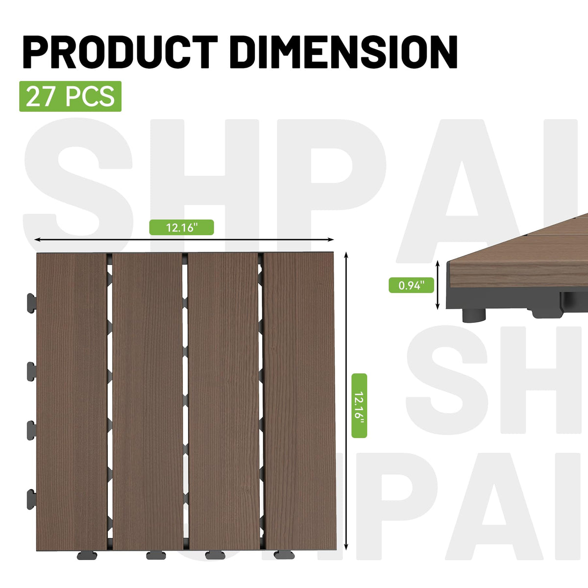 27 Pcs Interlocking Deck Tiles for Outdoor Use