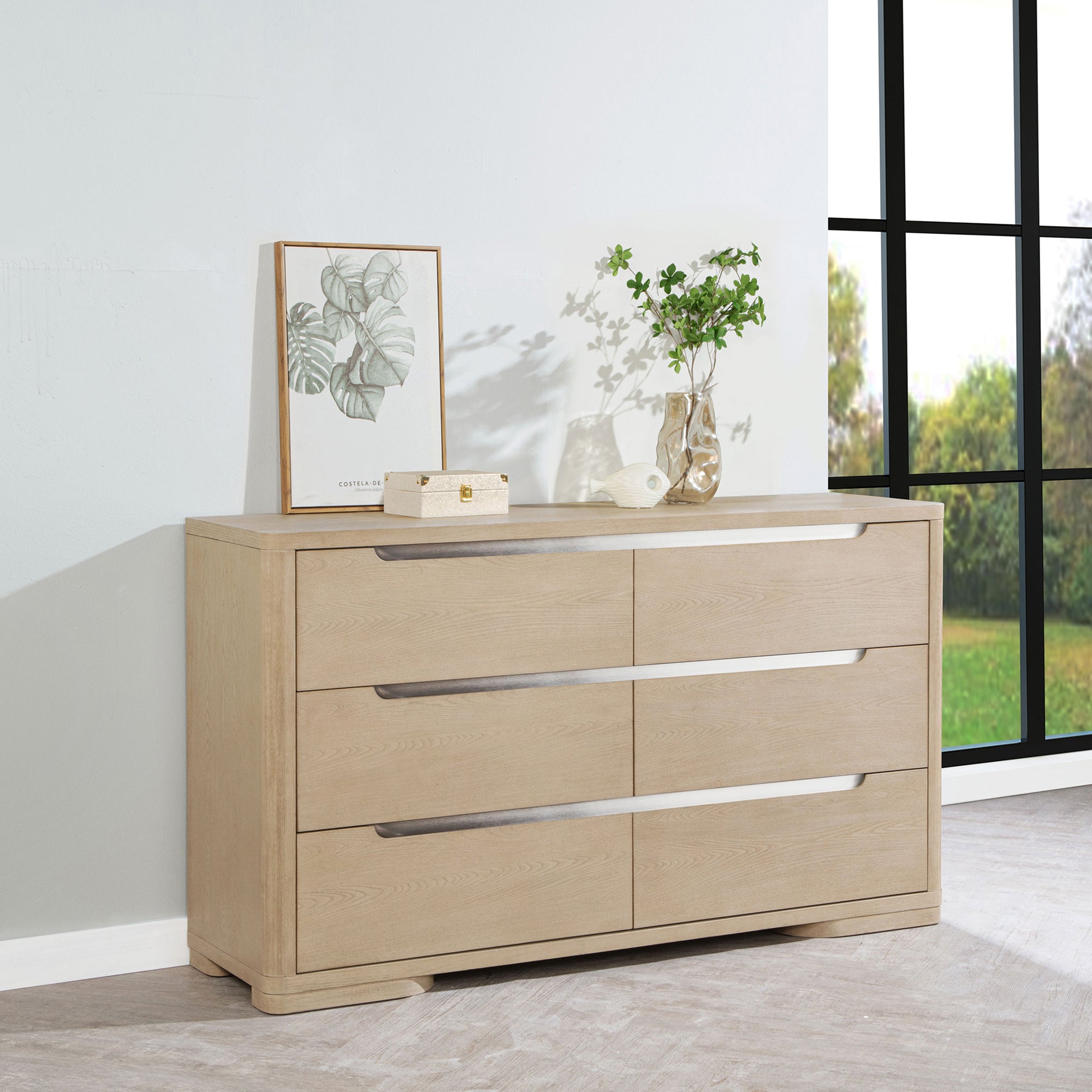Mirador Light Elm 6-Drawer Bedroom Dresser