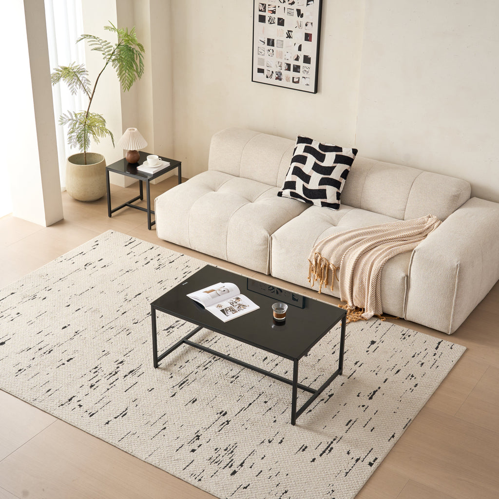 Black Glass Coffee Table, Small Tea Table