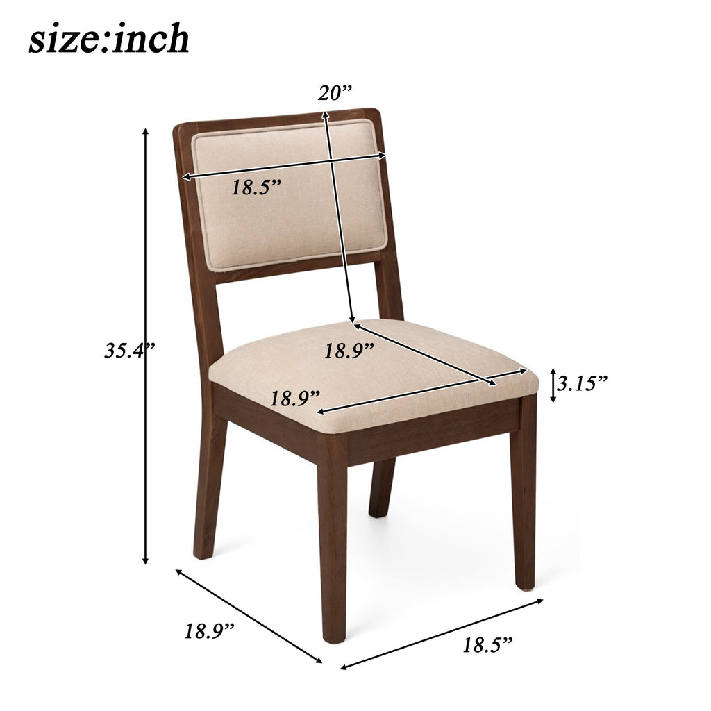 Set of 2 Compact Rubber Wood Dining Chairs