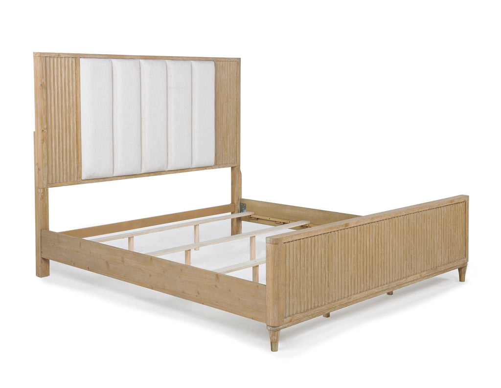 Stylish Paneled High Headboard Textured Accents Clean Lines