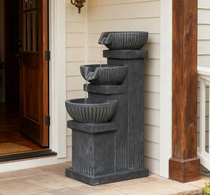 4-Tier Resin Cascading Bowls Outdoor Waterfall Fountain