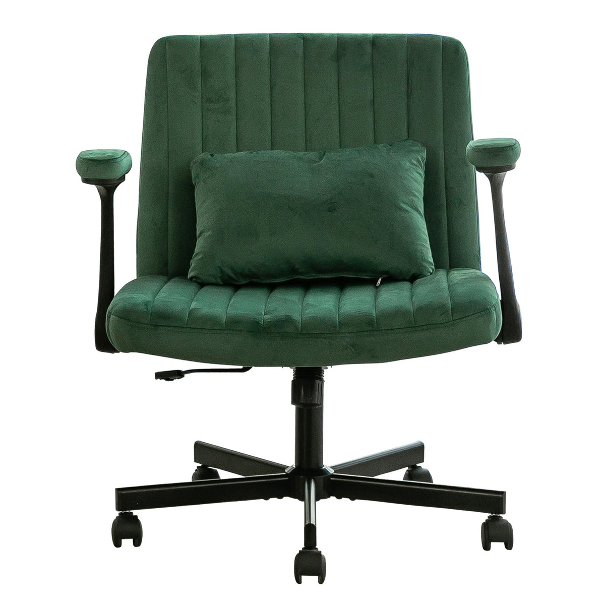 Green Velvet Criss Cross Armrest Office Chair