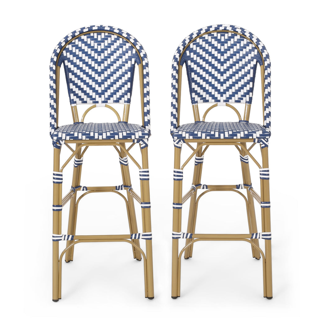29.5" Outdoor PE Rattan French Barstool
