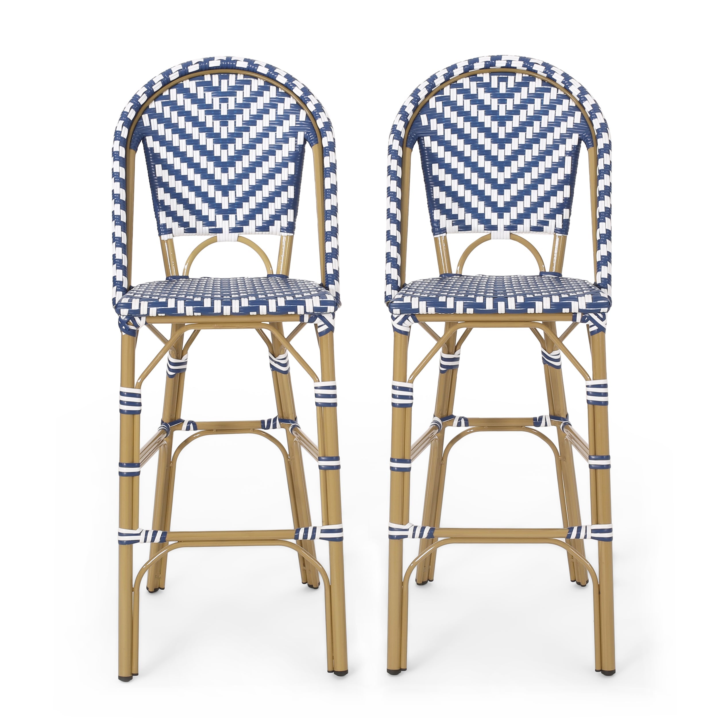29.5" Outdoor PE Rattan French Barstool