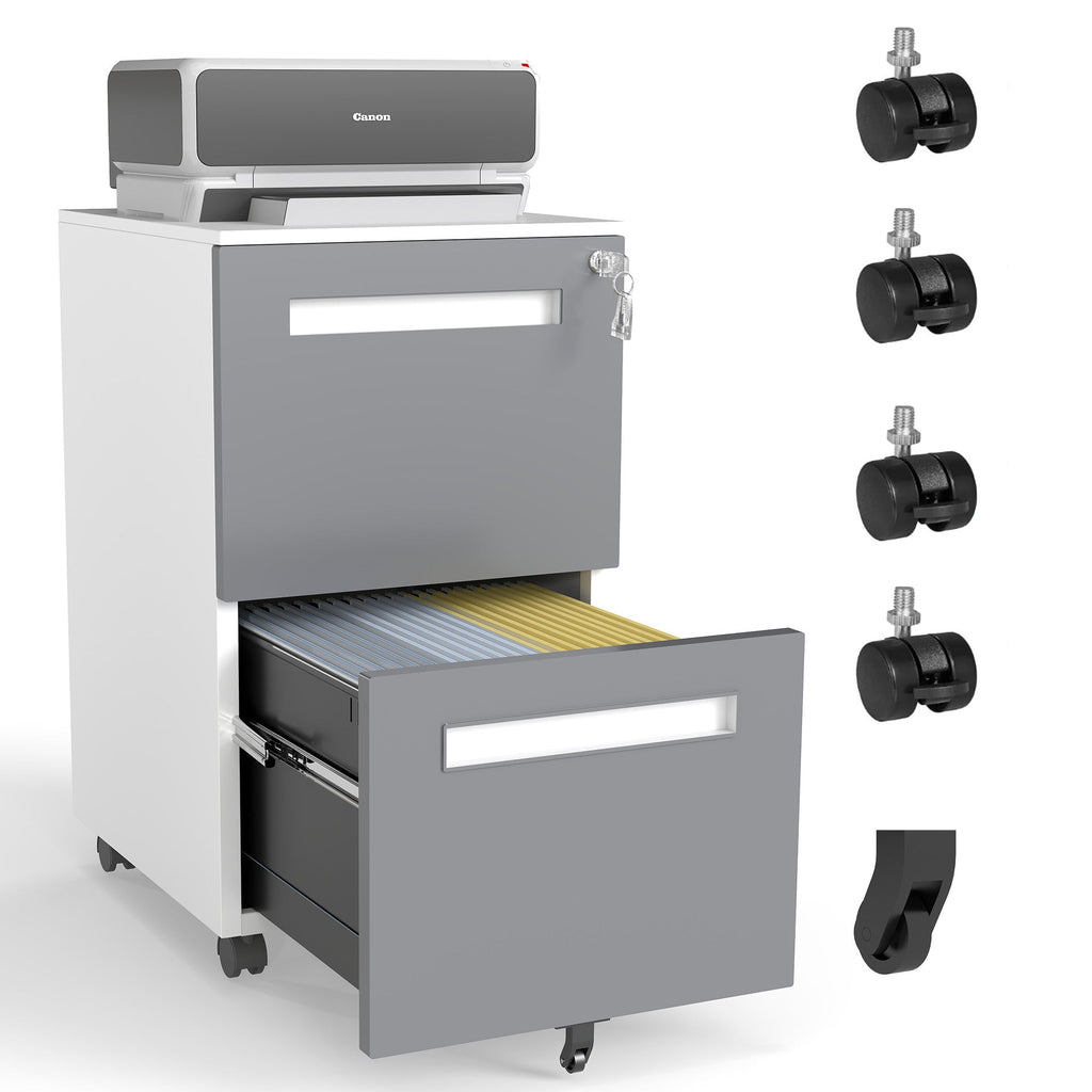 2-Drawer Mobile File Cabinet with Lock
