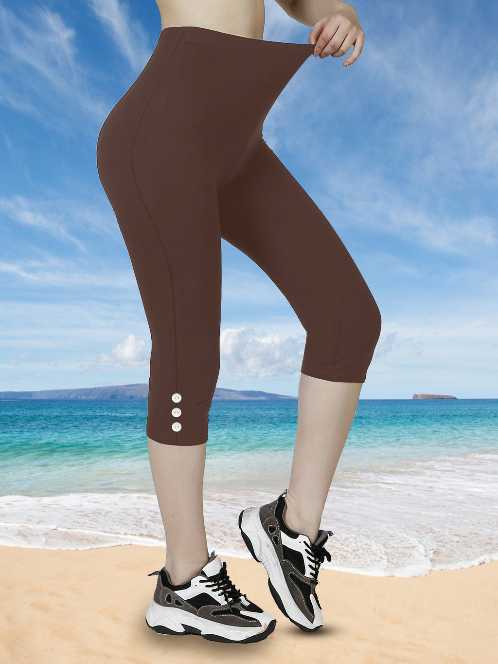 Women High Waisted Capri Leggings, Buttery Soft Yoga Pants, 4-Way Stretch Workout Athletic Cropped Pants For Daily Gym Fitness