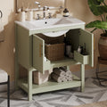 30-Inch Green Bathroom Vanity with Ceramic Sink