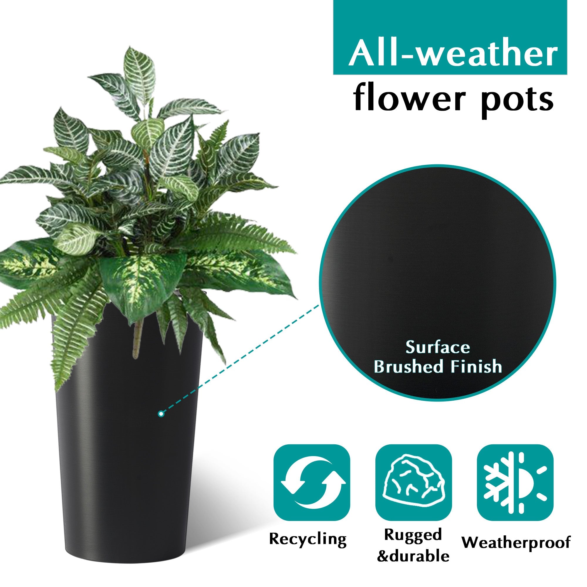 2 Pack Tall 21.7 in Planters for Outdoor Plants
