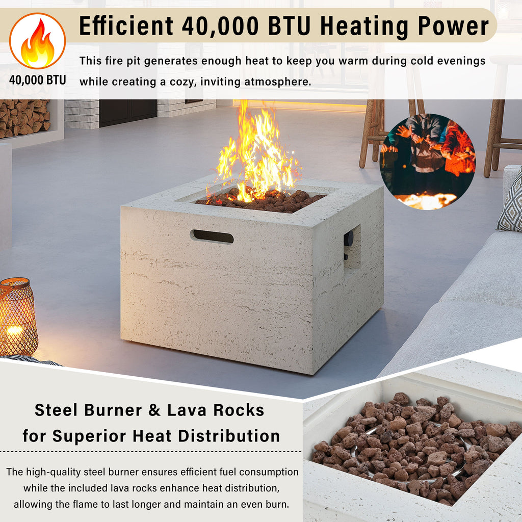U_Style MGO Outdoor Square Fire Pit Table