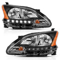 ANZO 2013-2015 Nissan Sentra Crystal Headlights Black Housing Amber With Led Parking Light 121537