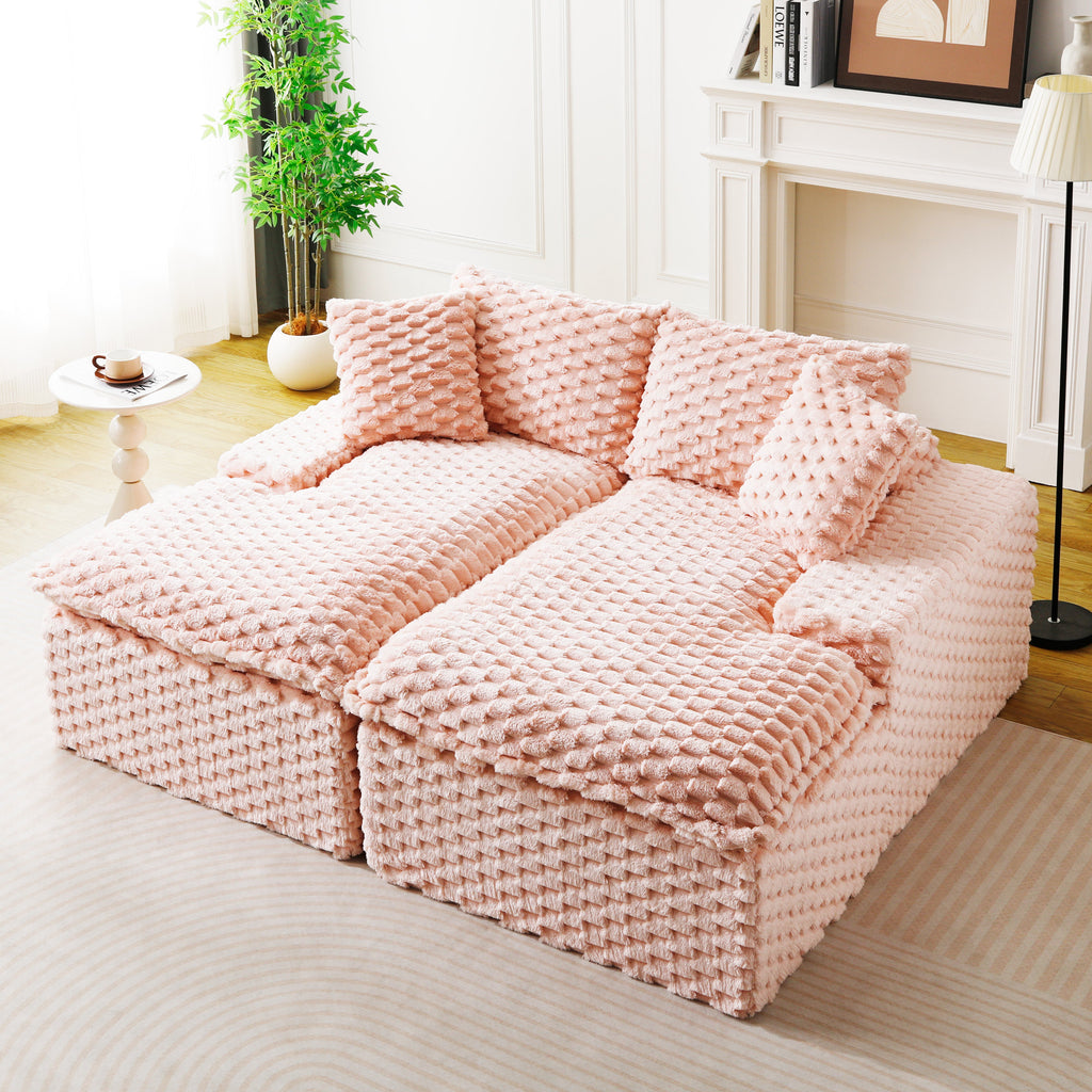 Pink Turtle Velvet Double Chaise Lounge