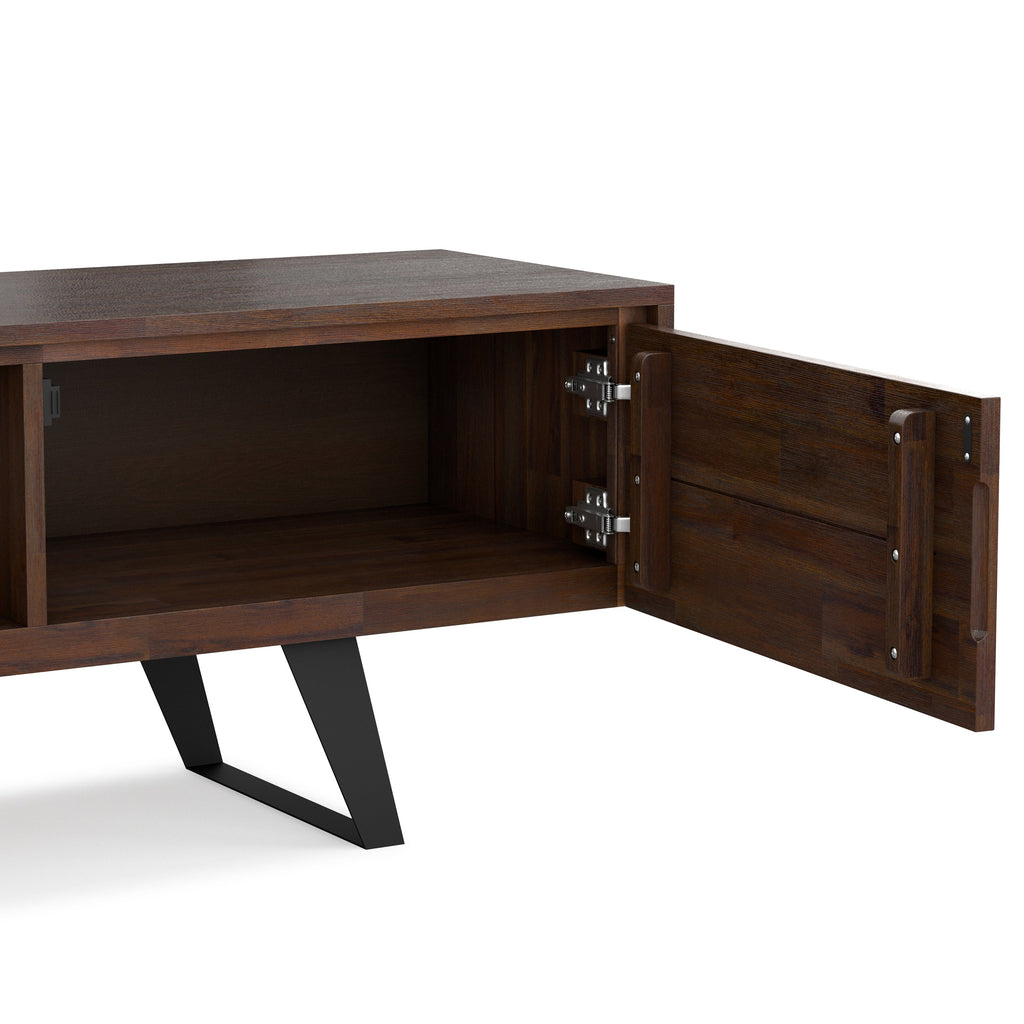 Lowry 72 Inch Wide Solid Wood TV Stand in Distressed