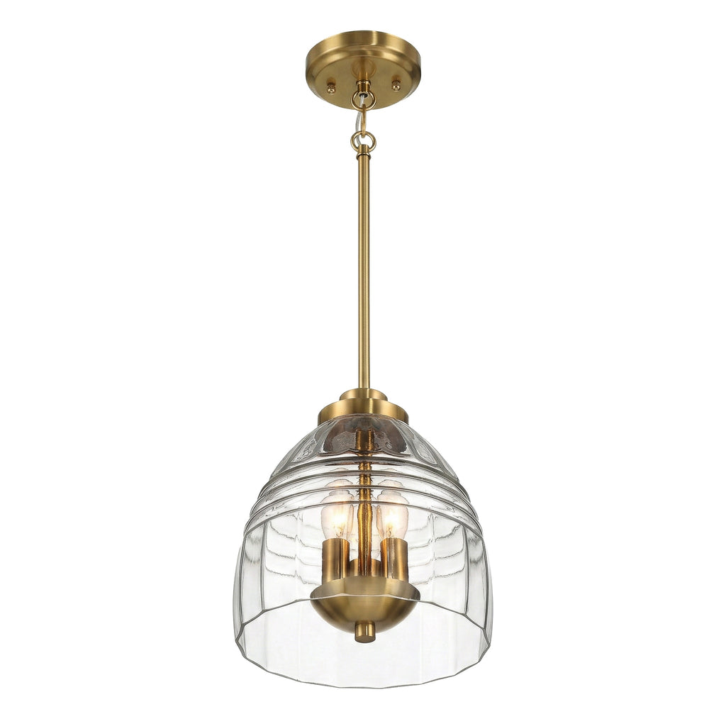 Ember Three Candle Lights Chain Pendant With Clear Glass - Satin