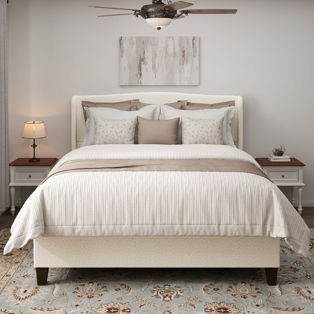 King Size Bed Frame with Upholstered Headboard