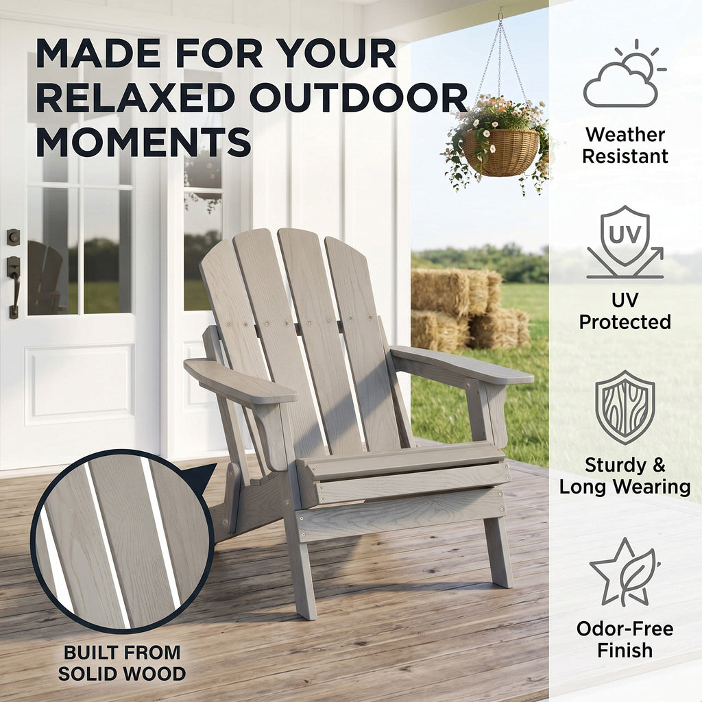 Oversize Embossed Wooden Outdoor Folding Adirondack Chair