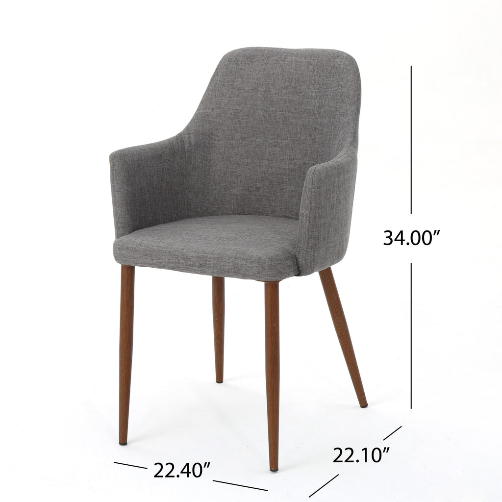 Mid Century Modern Fabric Upholstered Dining Chairs - Set of 2
