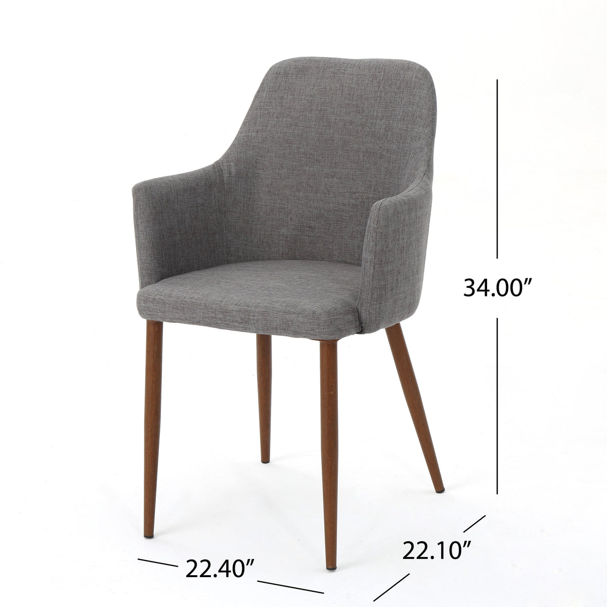 Mid Century Modern Fabric Upholstered Dining Chairs - Set of 2