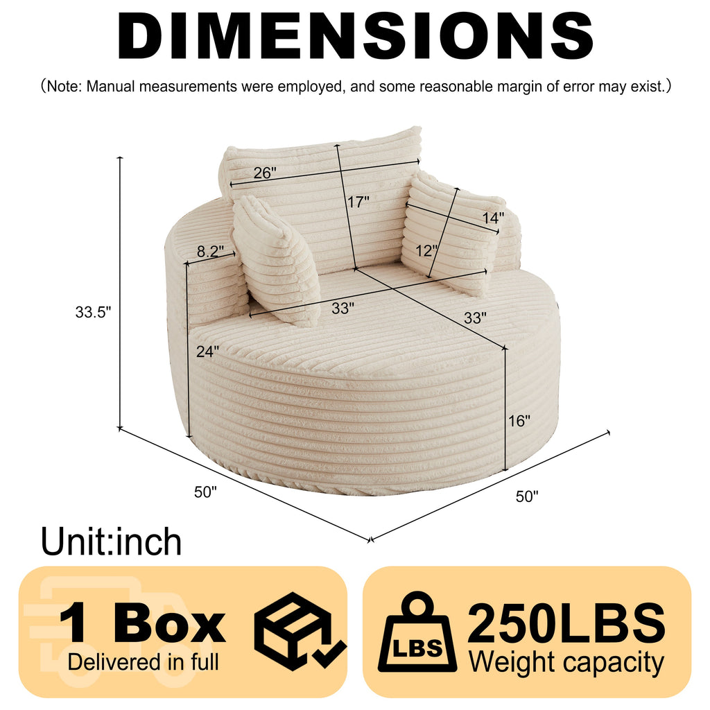 50"L Corduroy Sponge Single Sofa