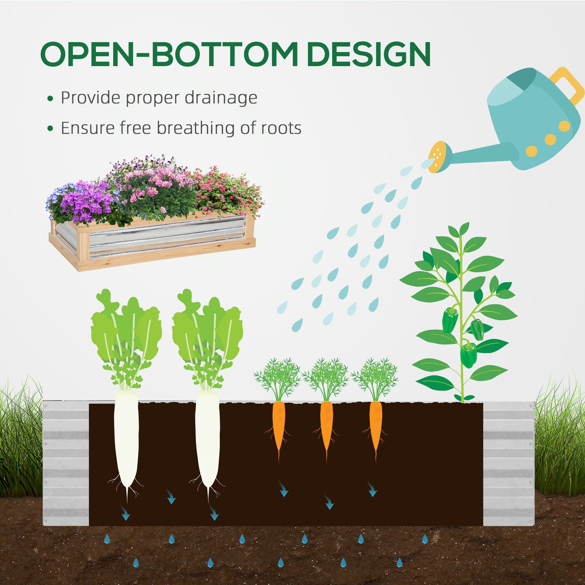 Outsunny Raised Garden Bed with Polycarbonate Greenhouse