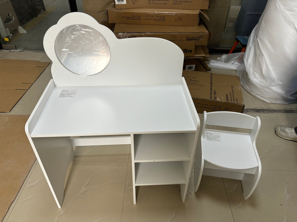 Kids Vanity Table with Mirror and Chair