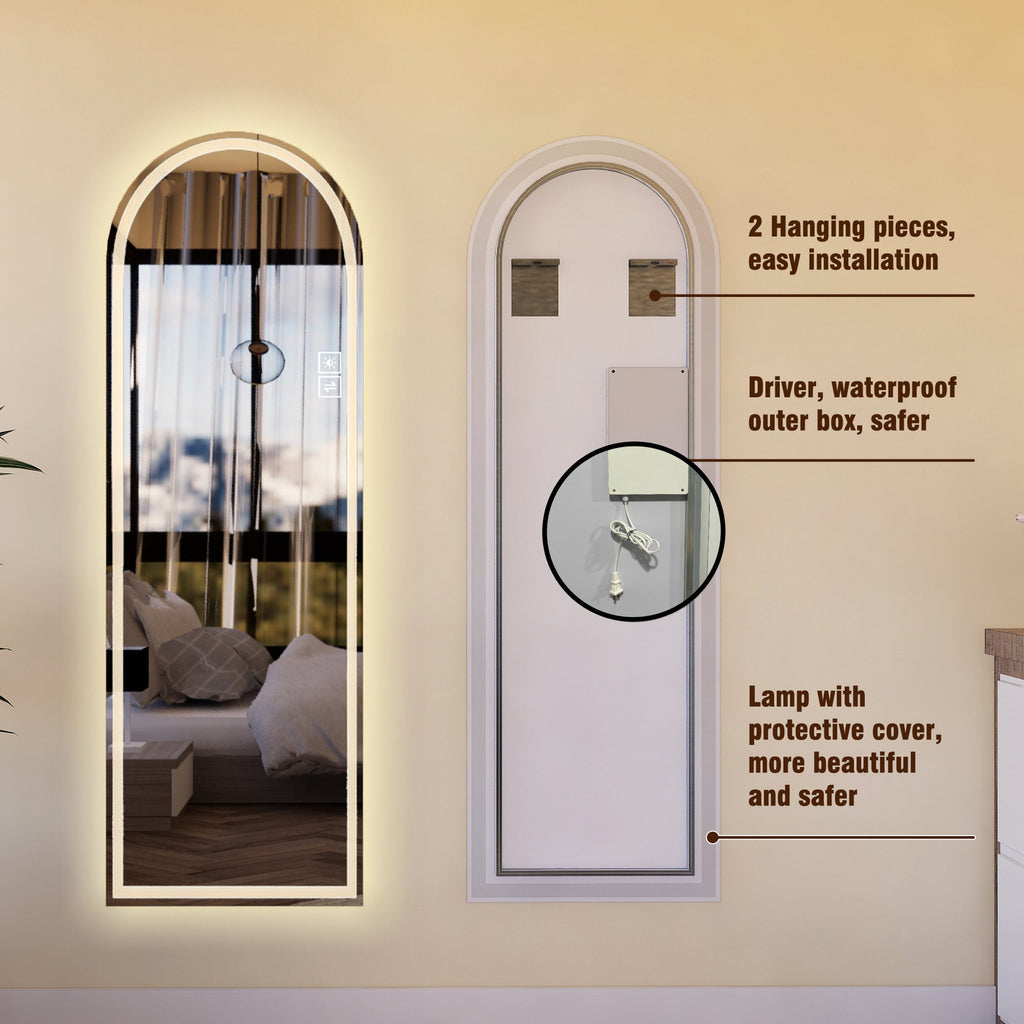 65" x 21" Arched Full Length Lighted Mirror
