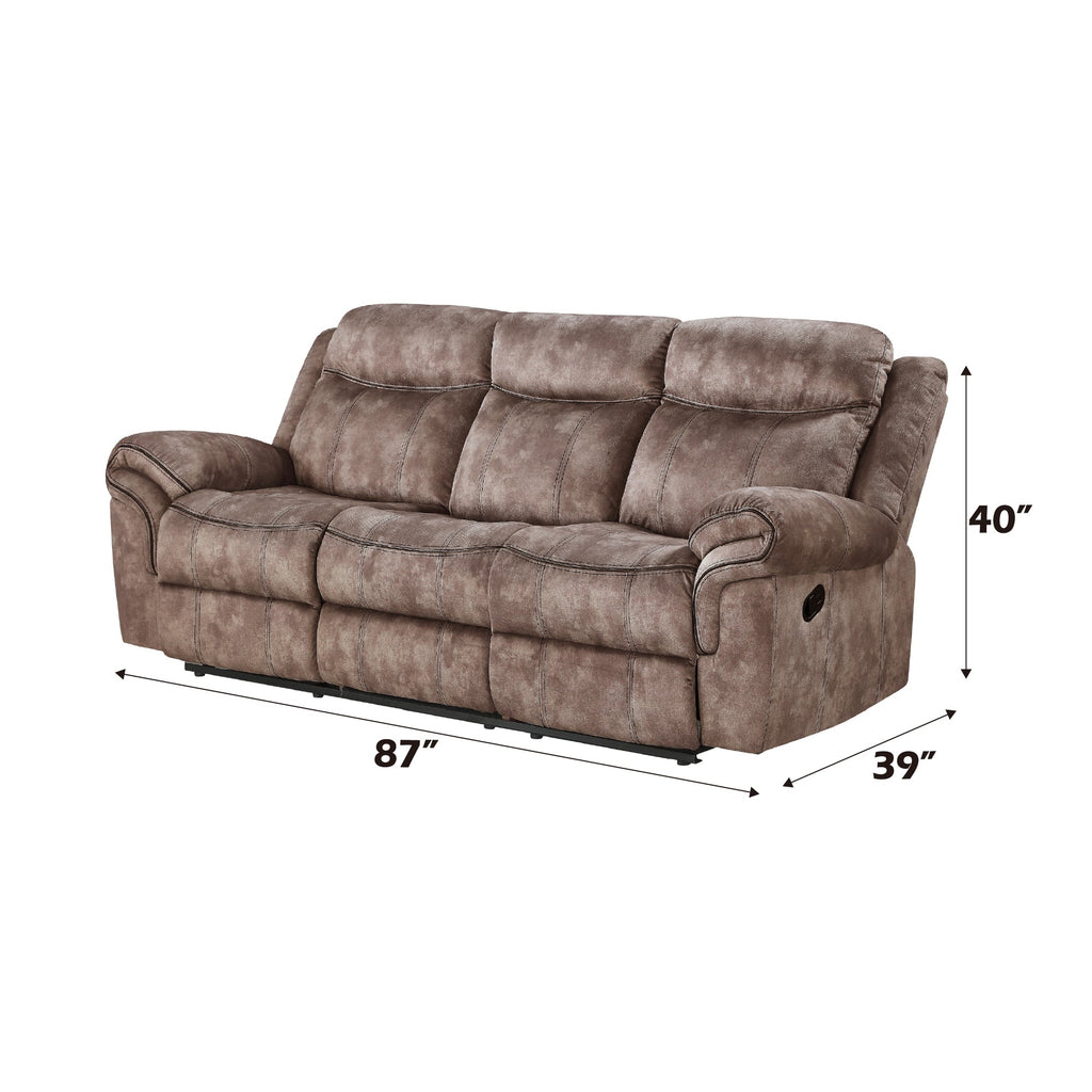 Zubaida Two Tone Chocolate Velvet Recliner Sofa with USB Port & Drop Down Table