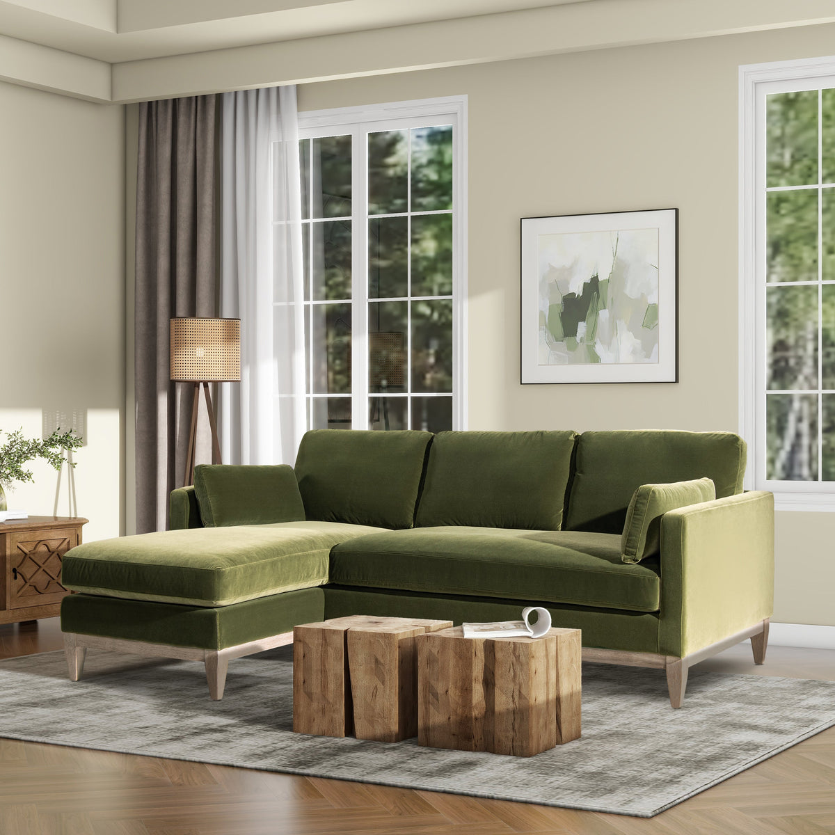 Knox 89" Modern Farmhouse Reversible Chaise Sectional Sofa