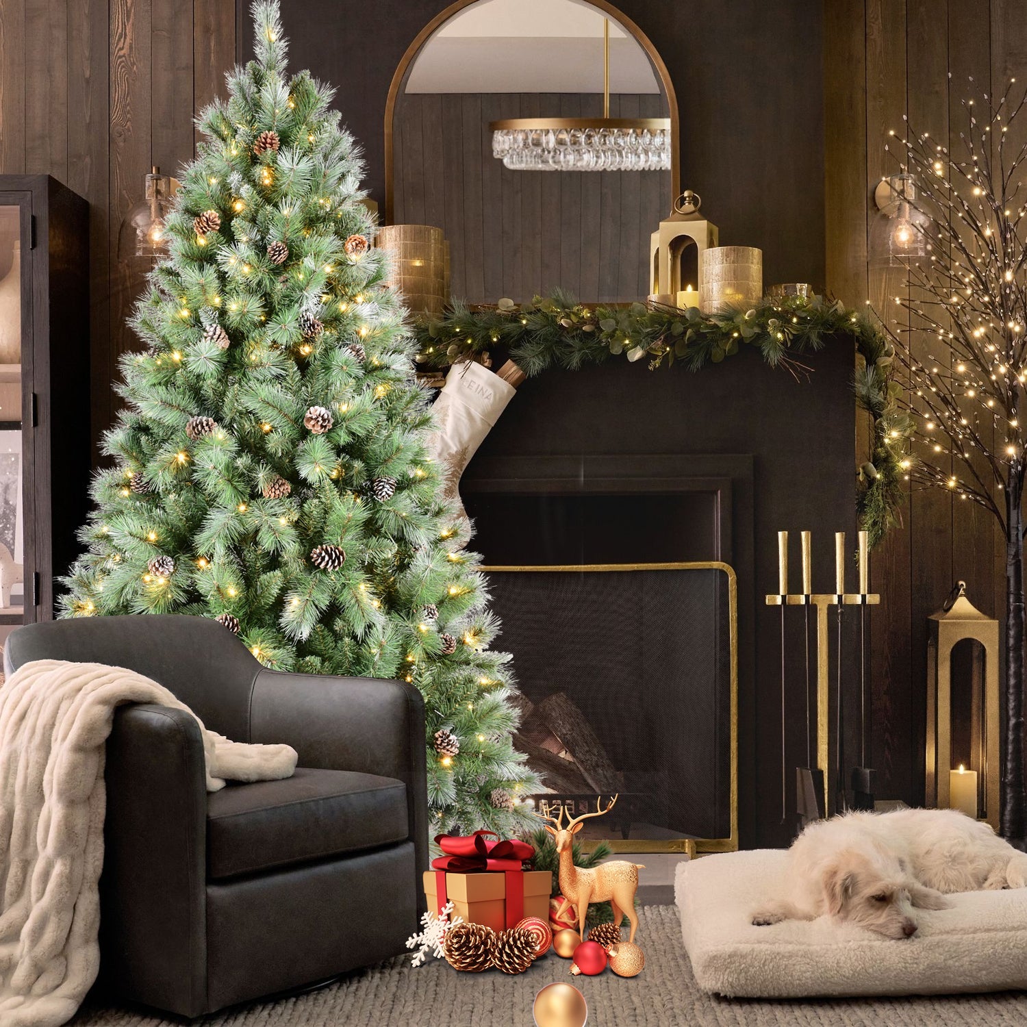 8FT Christmas Tree with 102 Pine Cones