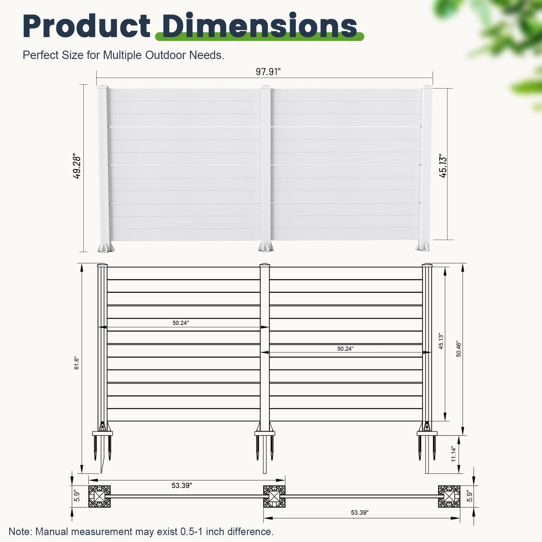 50" W x 49" H Outdoor Privacy Screen