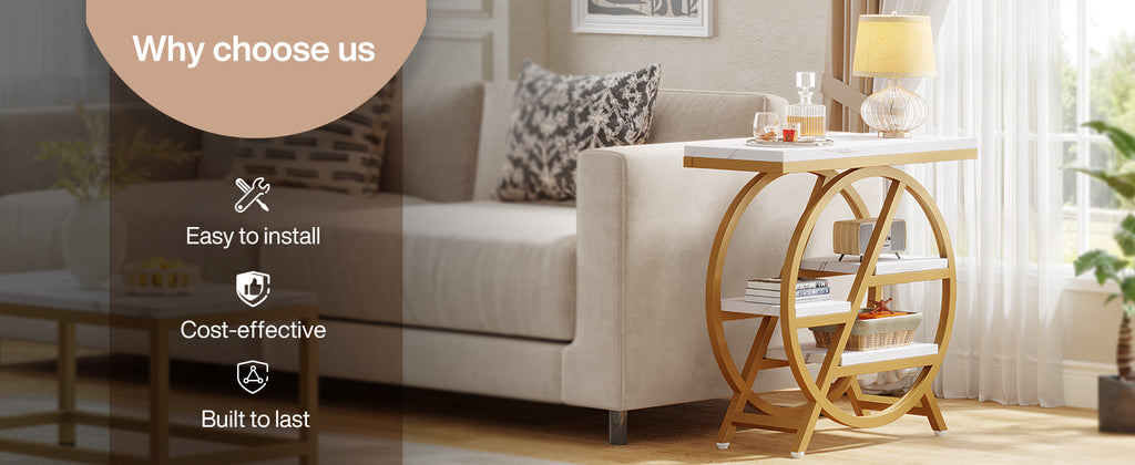 25.59 Inches 3-Tier Narrow End Table with Storage