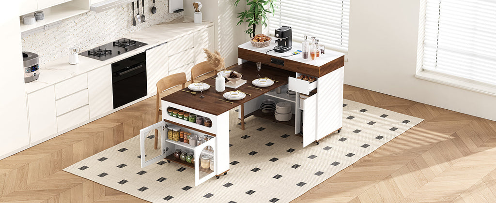 TREXM Extendable Dining Table with Extra-Long Folding Top