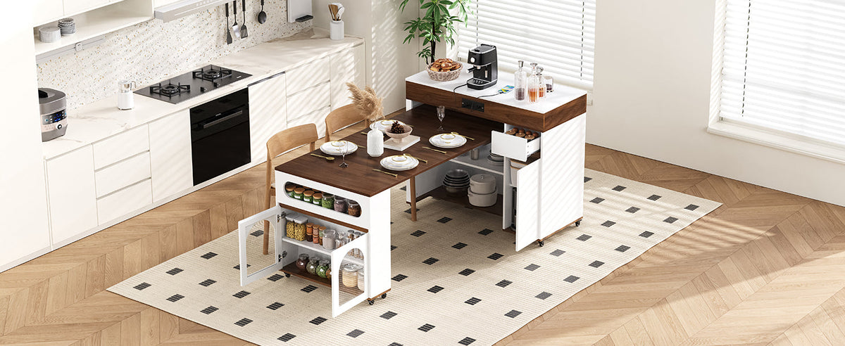 TREXM Extendable Dining Table with Extra-Long Folding Top