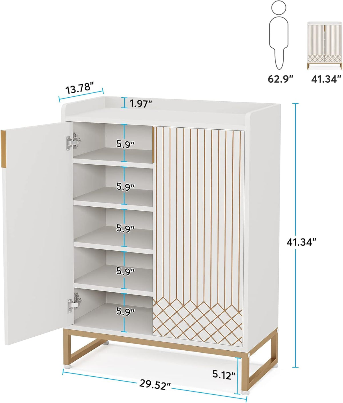 29.52 Inches White Shoe Cabinet