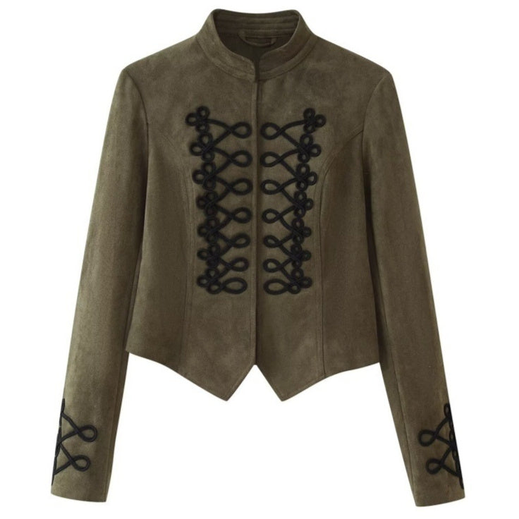 Womens Suede Stand-Neck Jacket Coat