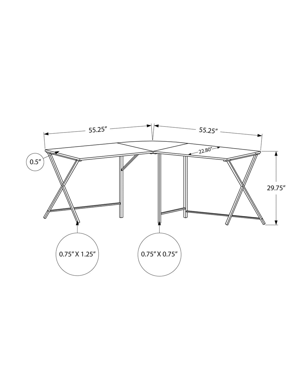 Computer Desk, Home Office, Corner, 55"l, L Shape, Work, Laptop