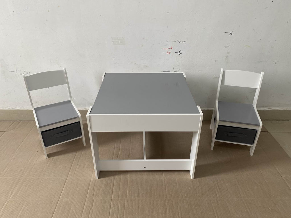 Kids Table and Chair Set, 3 in 1 Wooden Activity Table